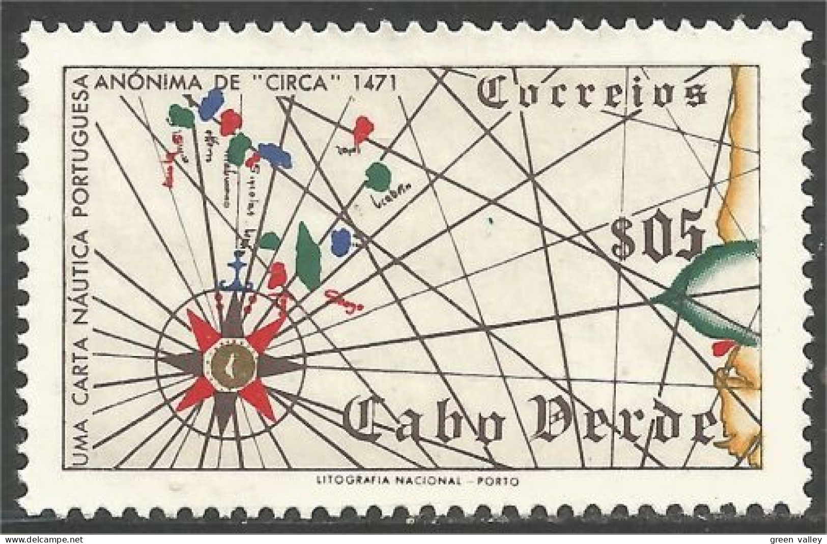 928 Cabo Verde Carte Map Iles Islands Navigation No Gum (VER-26aa) - Inseln