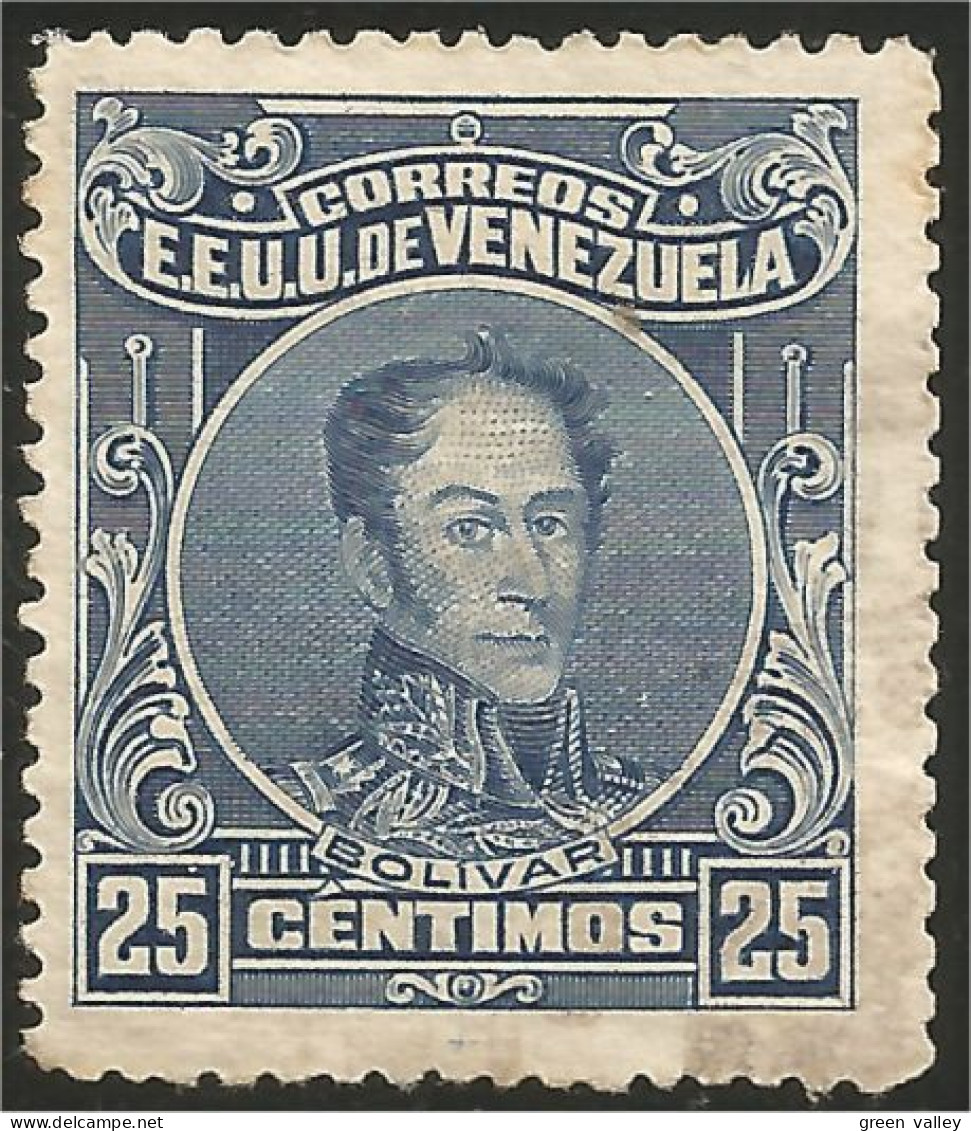 926 Venezuela 1924 Bolivar 25c Bleu Perf 14 MH * Neuf CH (VEN-44) - Venezuela