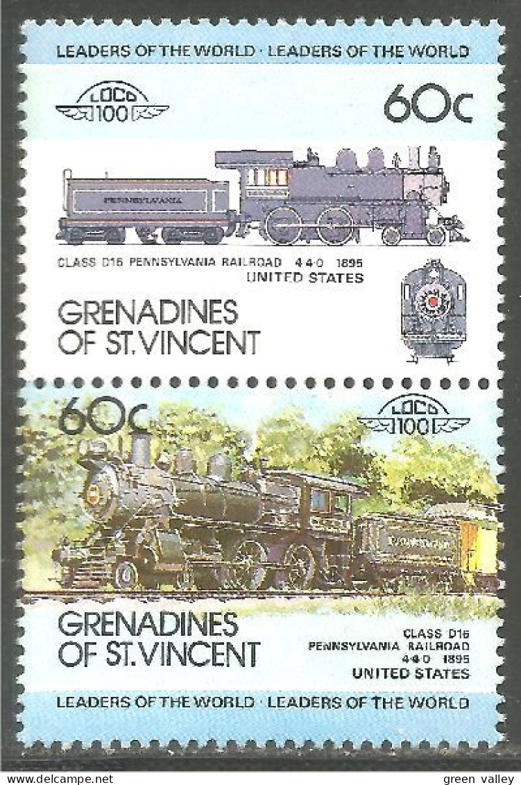 924 St Vincent Train Class D16 Steam Locomotive à Vapeur MNH ** Neuf SC (VIN-162b) - St.Vincent & Grenadines