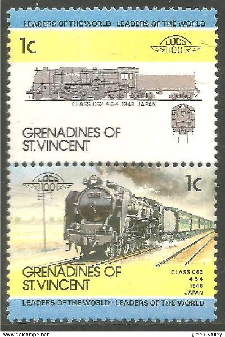 924 St Vincent Train Class C62 Steam Locomotive à Vapeur MNH ** Neuf SC (VIN-155b) - St.Vincent & Grenadines