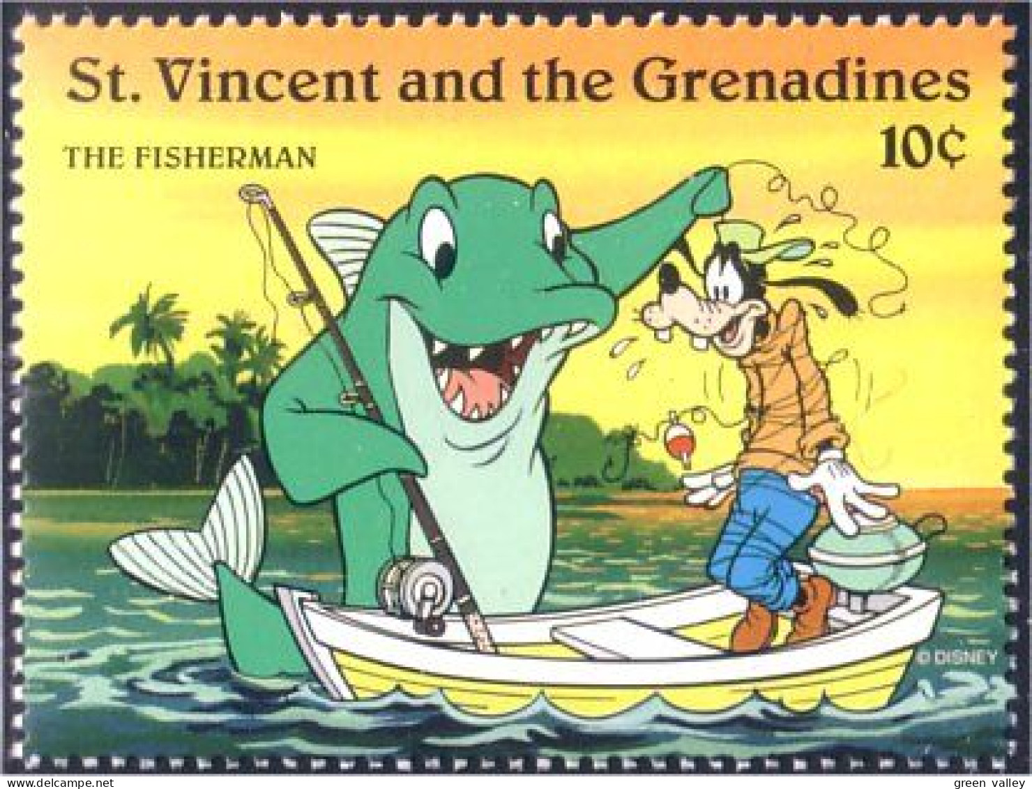924 Disney St Vincent Peche Fish Fishing Plongée Diving MNH ** Neuf SC (VIN-149) - Disney
