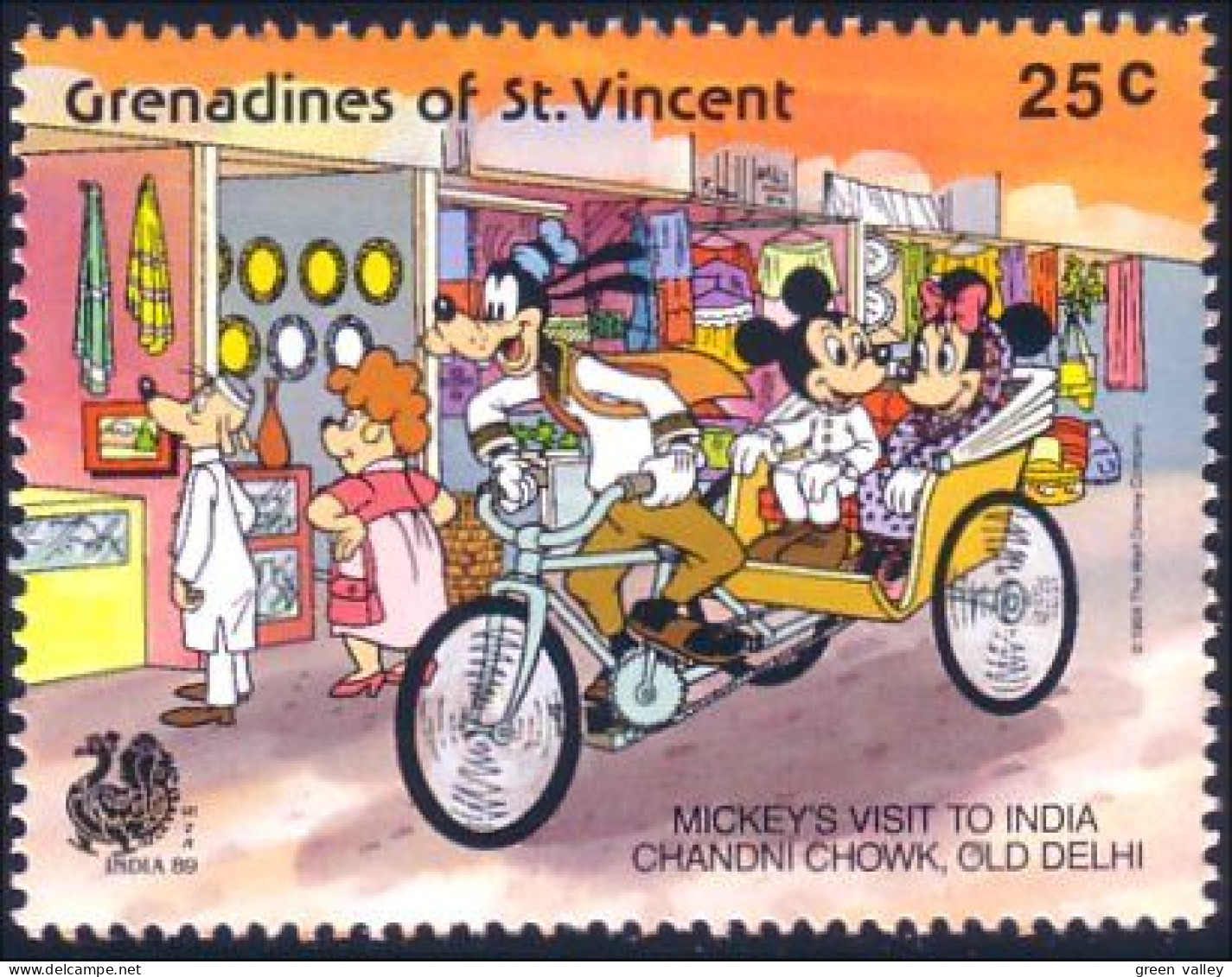 924 St Vincent India 89 Mickey Minnie Bicycle Velo Tricycle MNH ** Neuf SC (VIN-137a) - Philatelic Exhibitions