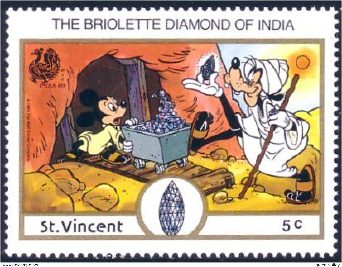 924 St Vincent India 89 Diamond Diamant Mine Mining Mineur Miner MNH ** Neuf SC (VIN-130) - Minerali