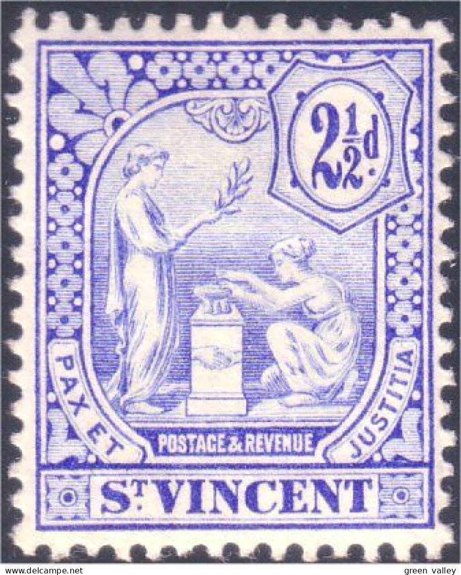 924 St Vincent Blue 2 1/2d MH * Neuf (VIN-9) - St.Vincent (1979-...)