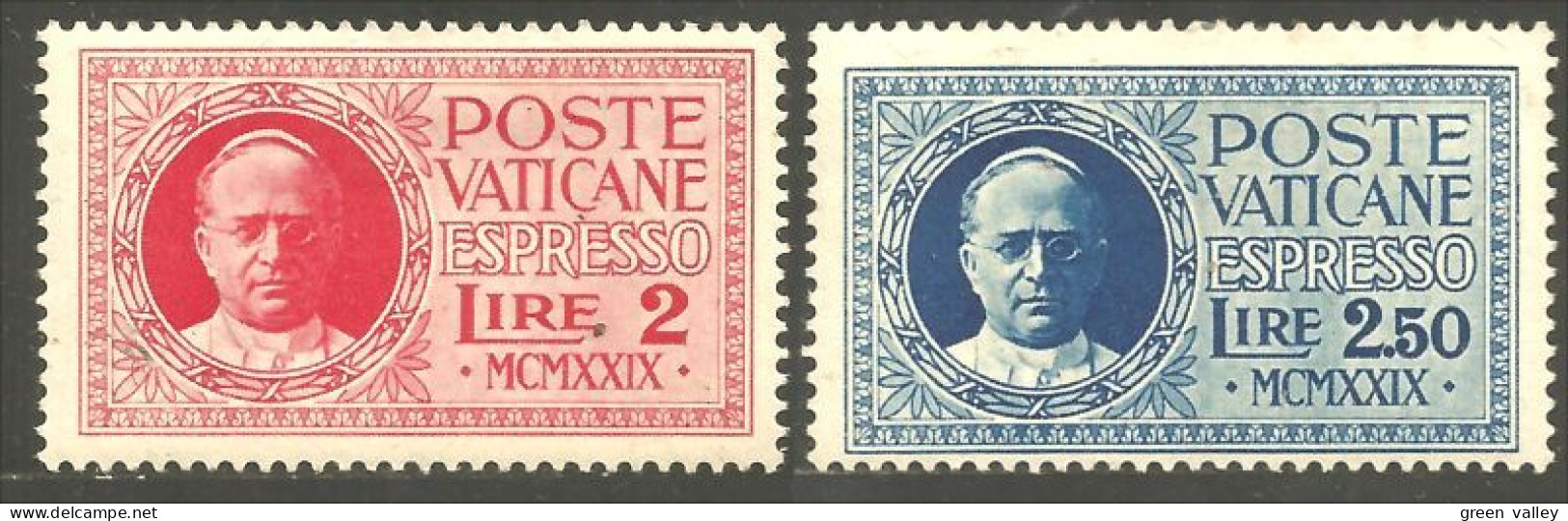 922 Vatican 1929 #E1-E2 Poste Express Post Pape Pope Pio PIE XI Complete MVLH * Neuf CH Très Légère (VAT-157) - Espresso