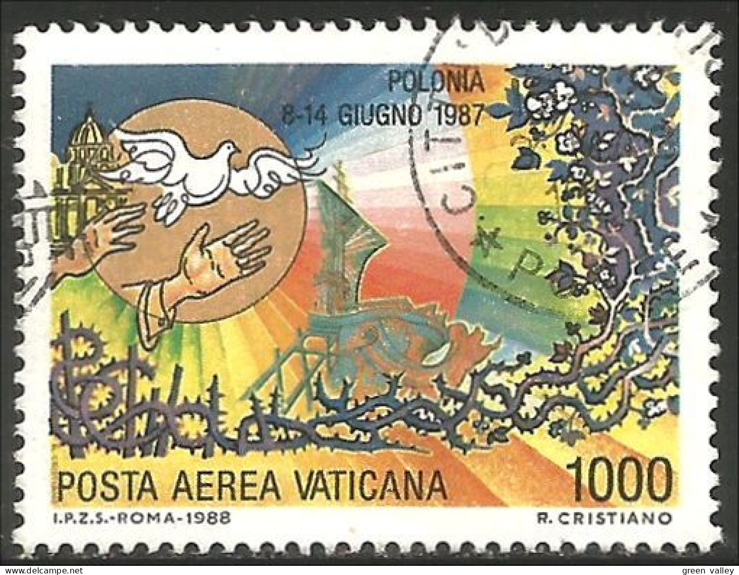 922 Vatican 1988 1000 L Voyage Journey Pope John Paul II Pape Jean-Paul II (VAT-103) - Airmail