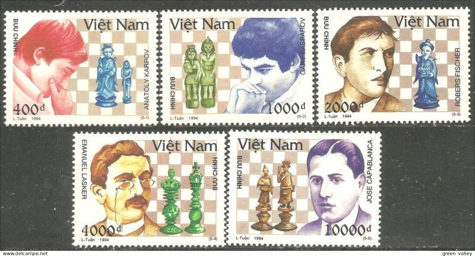 930 Vietnam Chess Echecs Sacchi Schach Fischer Lasker Karpov Kasparov MNH ** Neuf SC (VIE-415b) - Vietnam