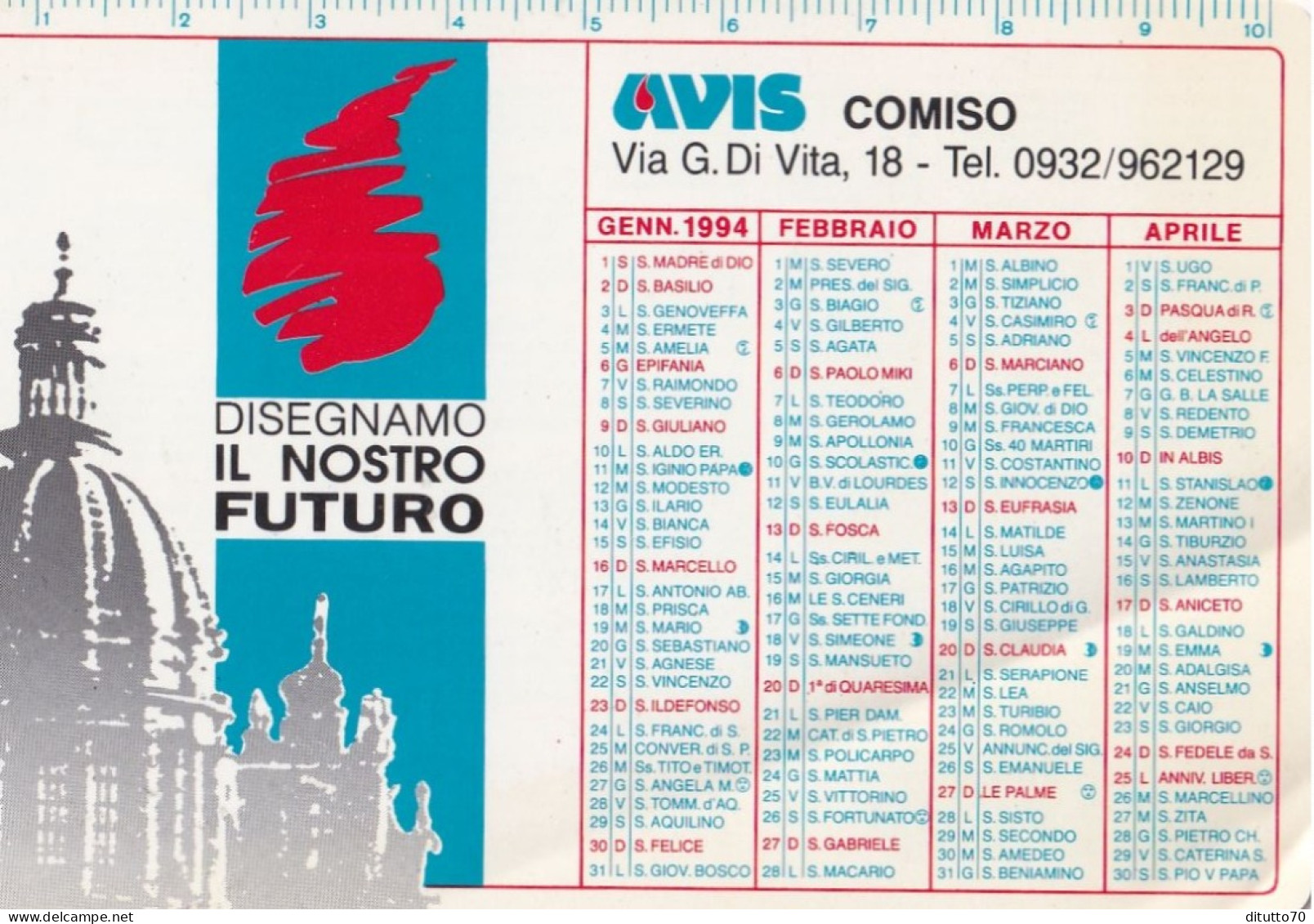 Calendarietto - AVIS - Comiso - Anno 1994 - Petit Format : 1991-00