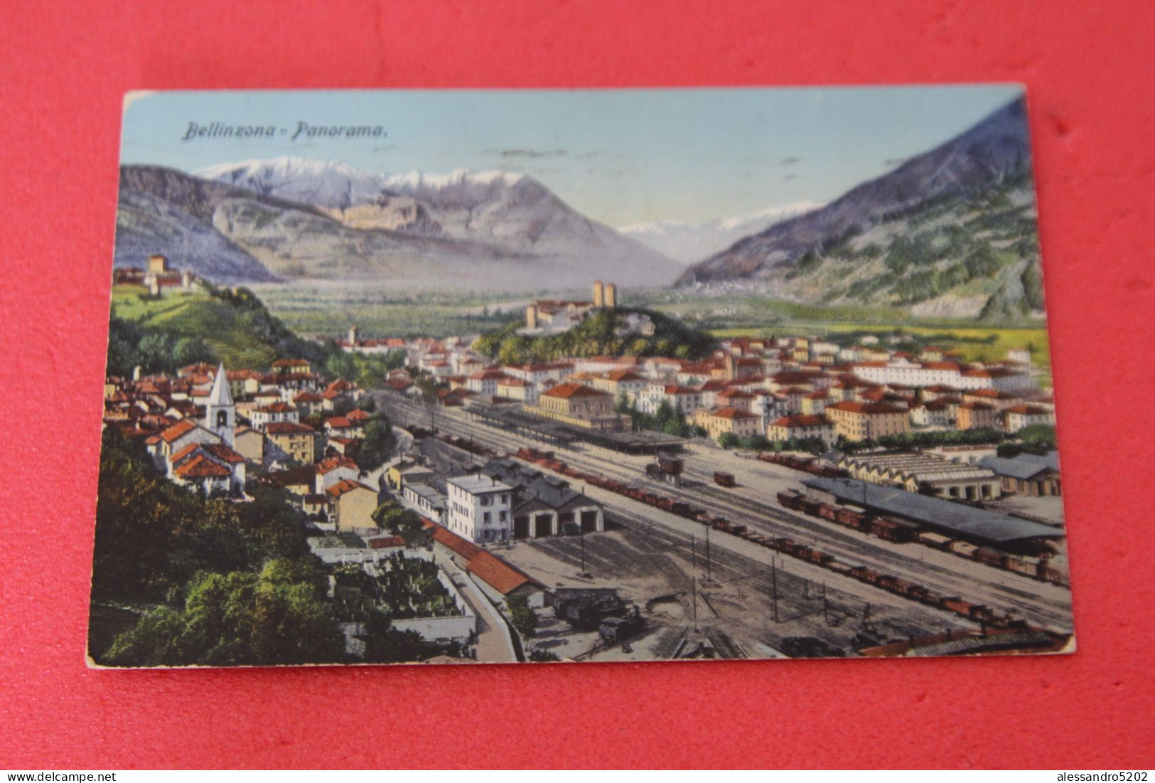 Ticino Bellinzona Con Ferrovia 1928 Molto Bella - Bellinzone