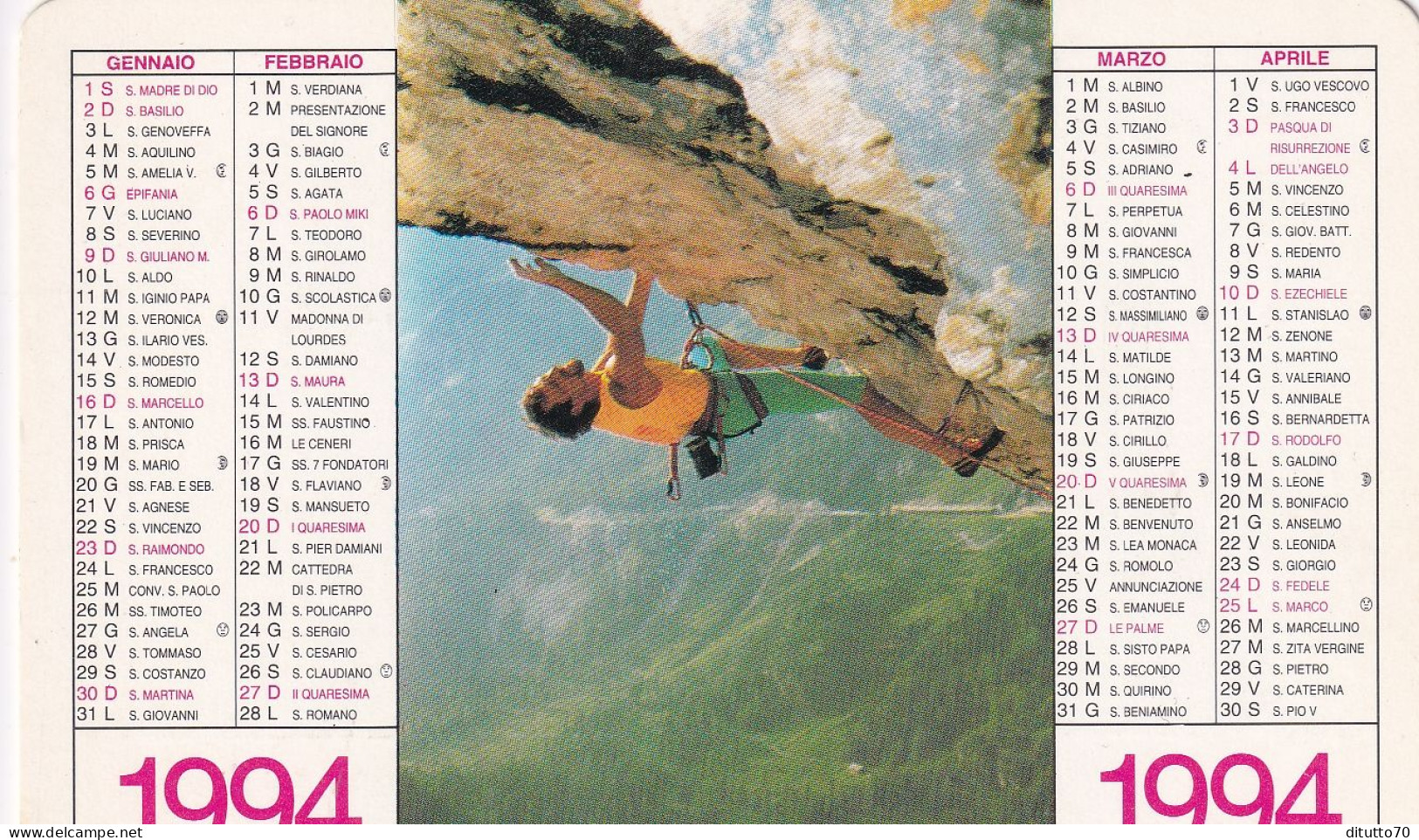 Calendarietto - Libreria Pavoniana - Brescia  - Anno 1994 - Petit Format : 1991-00
