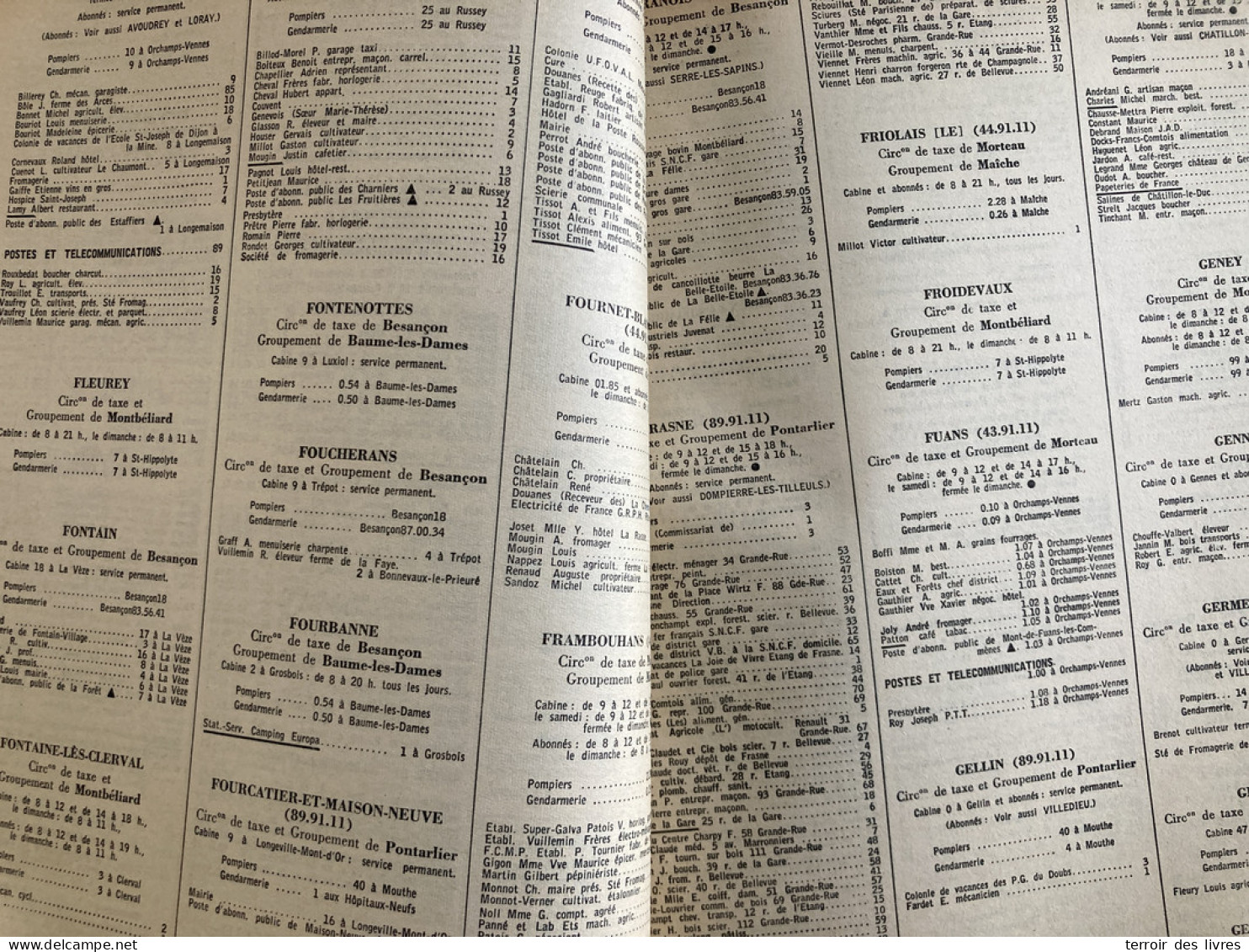 ANNUAIRE TELEPHONIQUE PTT DOUBS 25 - 1964 Liste Particuliers Et Professionnels - Très Bon état D'usage - Franche-Comté