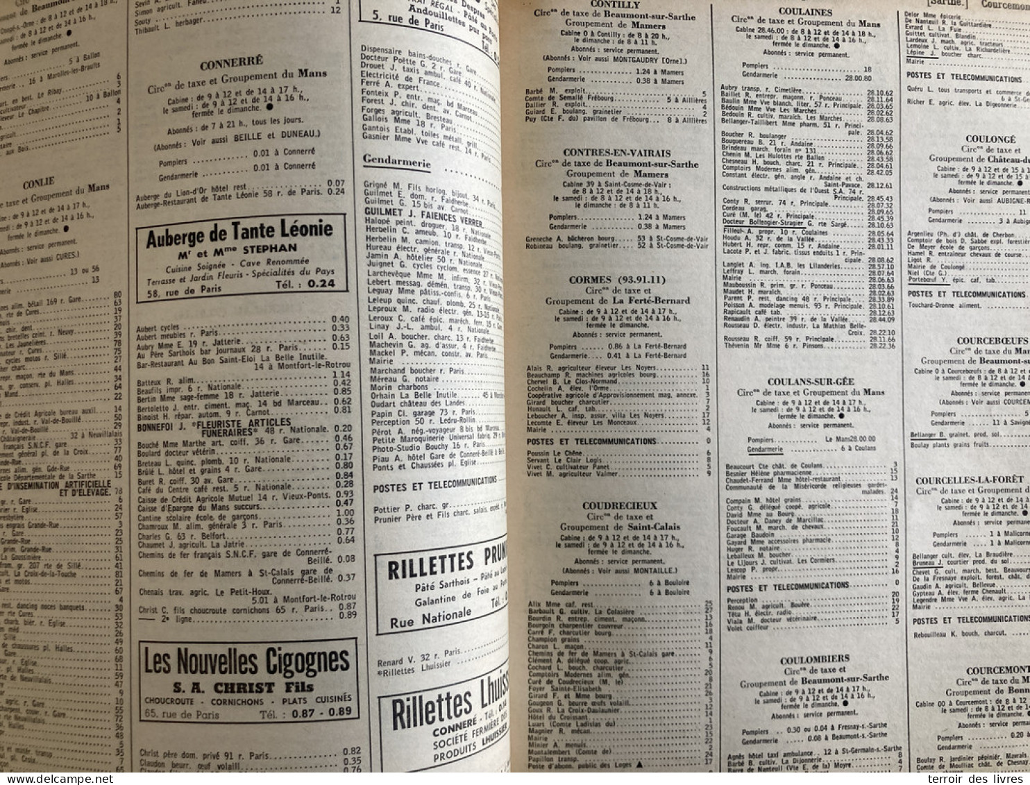 ANNUAIRE TELEPHONIQUE PTT SARTHE 72 - 1964 Liste Particuliers Et Professionnels - Très Bon état D'usage - Pays De Loire