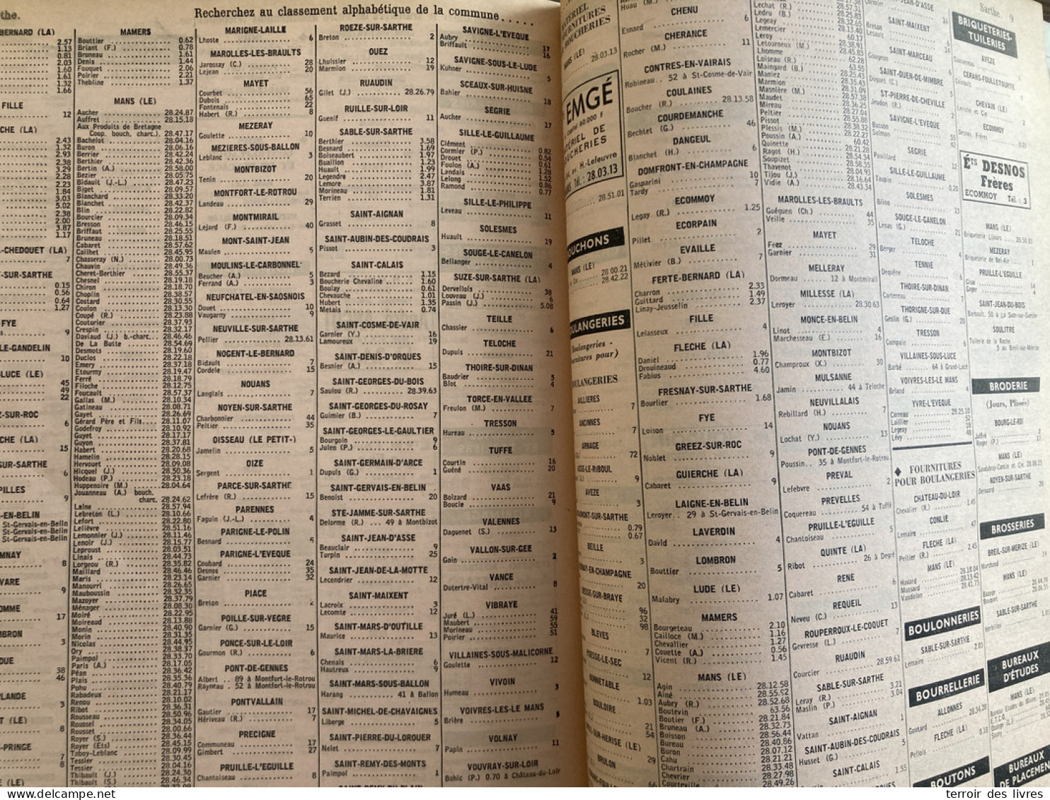 ANNUAIRE TELEPHONIQUE PTT SARTHE 72 - 1964 Liste Particuliers Et Professionnels - Très Bon état D'usage - Pays De Loire