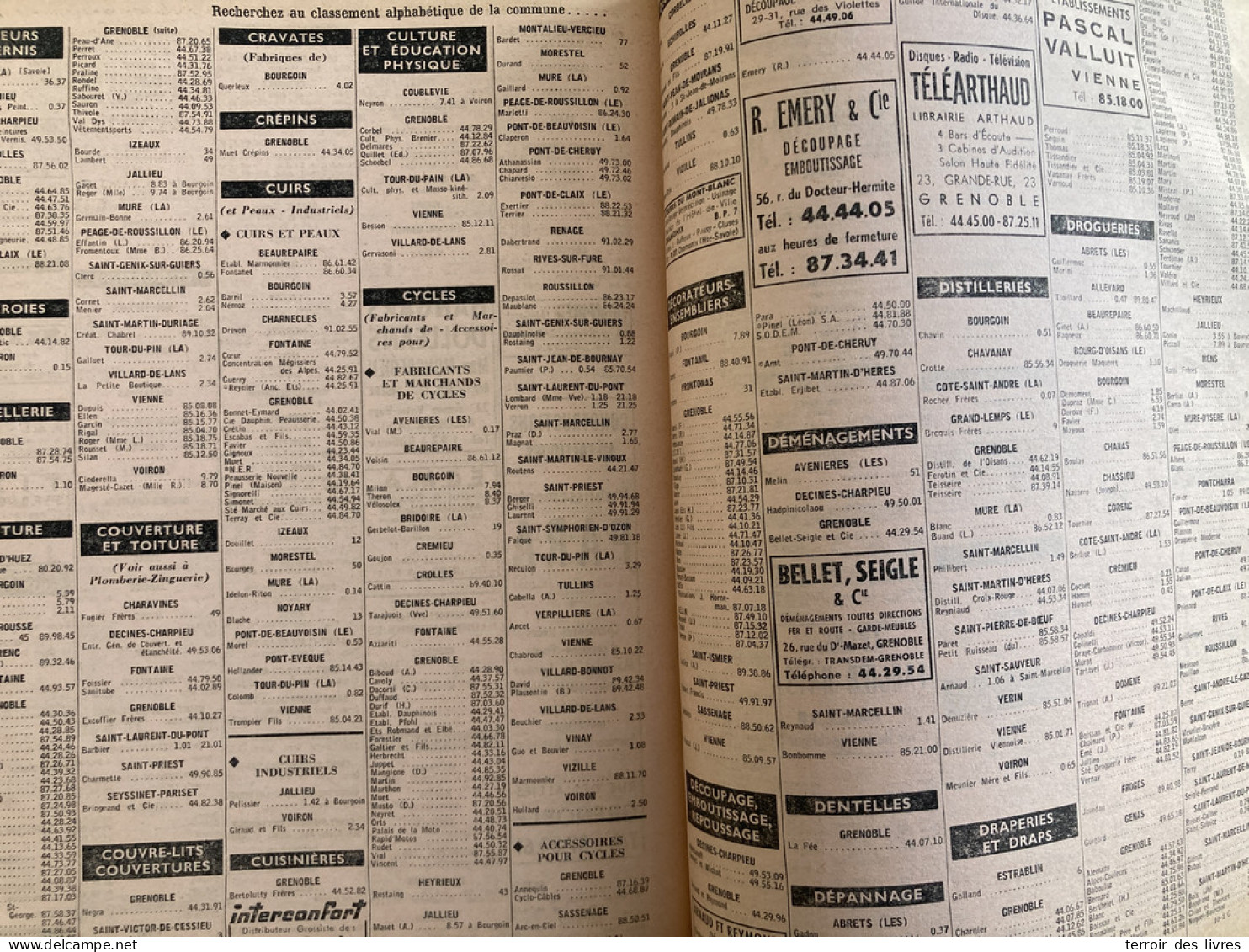 ANNUAIRE TELEPHONIQUE PTT ISERE 38 - 1964 Liste Particuliers Et Professionnels - Très Bon état D'usage  - Alpes - Pays-de-Savoie