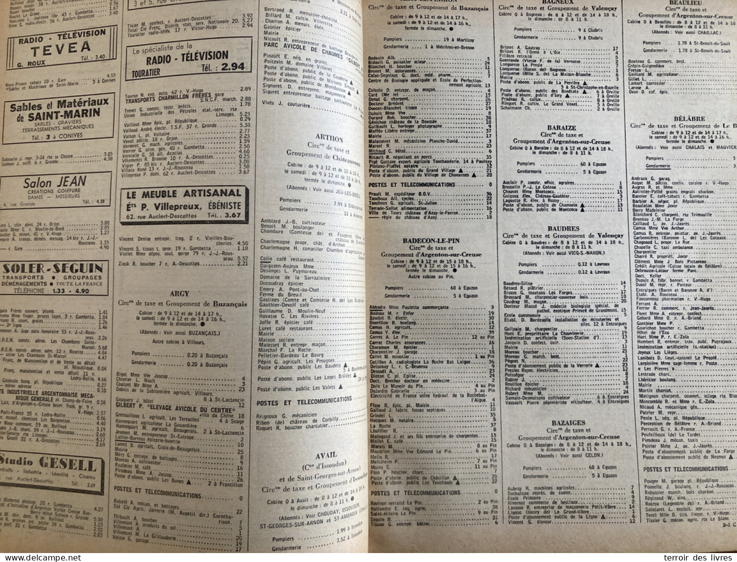 ANNUAIRE TELEPHONIQUE PTT INDRE 36 - 1964 Liste Particuliers Et Professionnels - Très Bon état D'usage - Pays De Loire