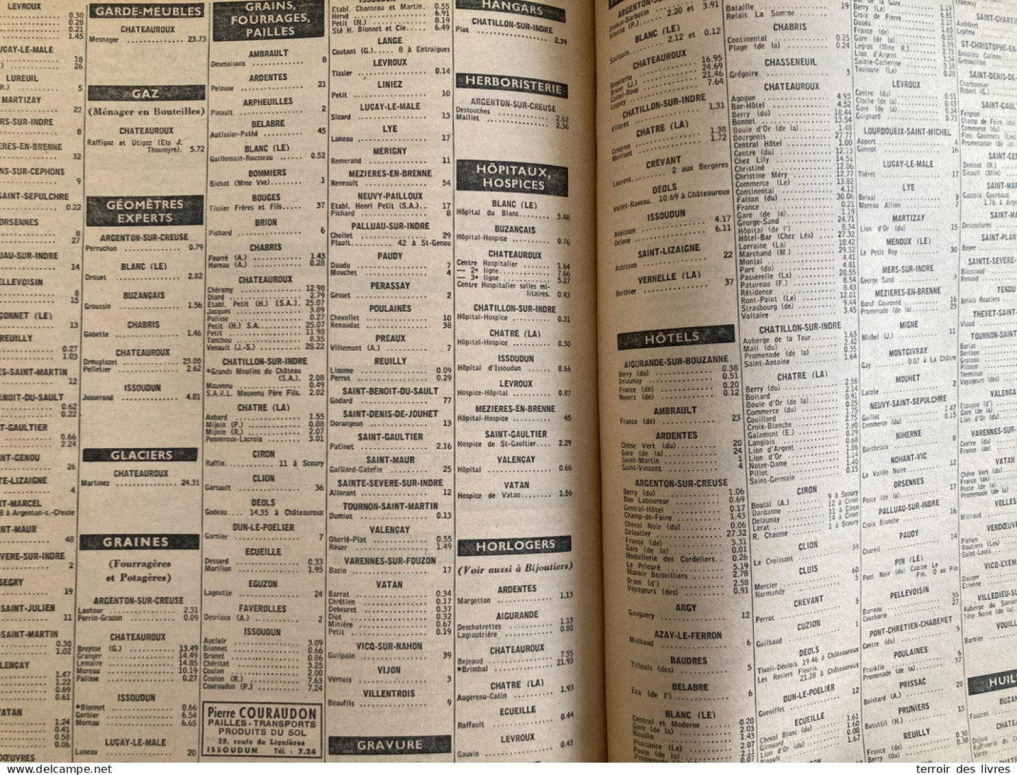 ANNUAIRE TELEPHONIQUE PTT INDRE 36 - 1964 Liste Particuliers Et Professionnels - Très Bon état D'usage - Pays De Loire