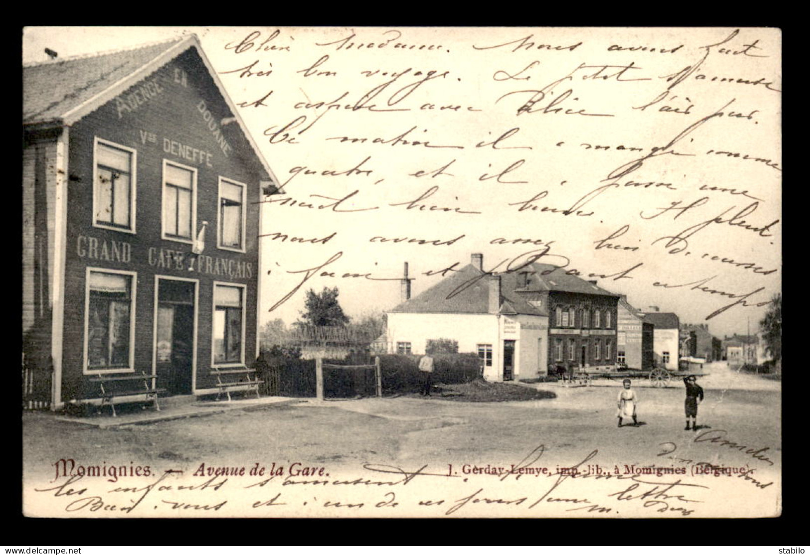 BELGIQUE - MOMIGNIES - AVENUE DE LA GARE - GRAND CAFE FRANCAIS VVE DENEFFE - Momignies