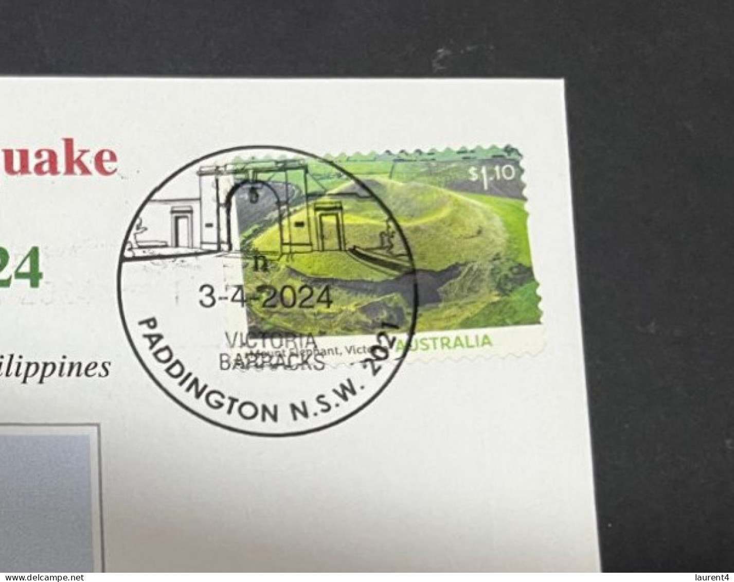 4-4-2024 (1 Z 3) Taiwan - 7.5 Strong Earthquake On 3-4-2024 (Hualien City) With Volcano OZ Stamp - Covers & Documents