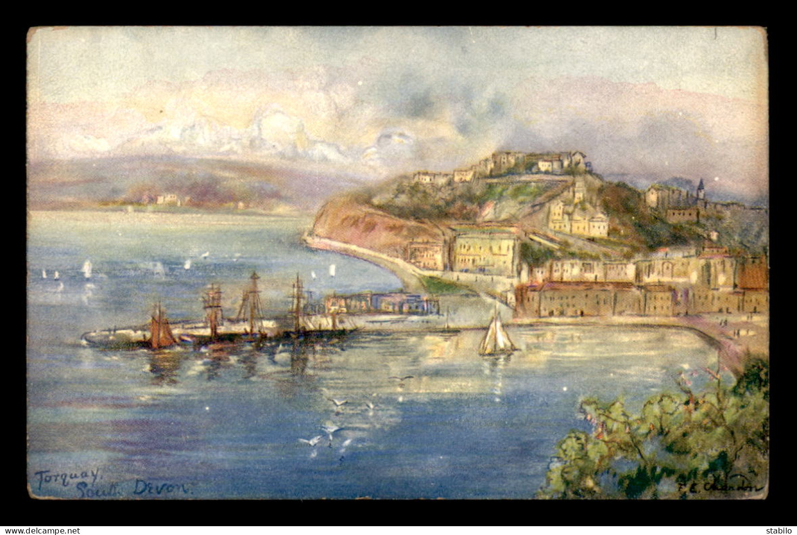 ANGLETERRE - TORQUAY - CARTE ILLUSTREE SIGNEE - Torquay