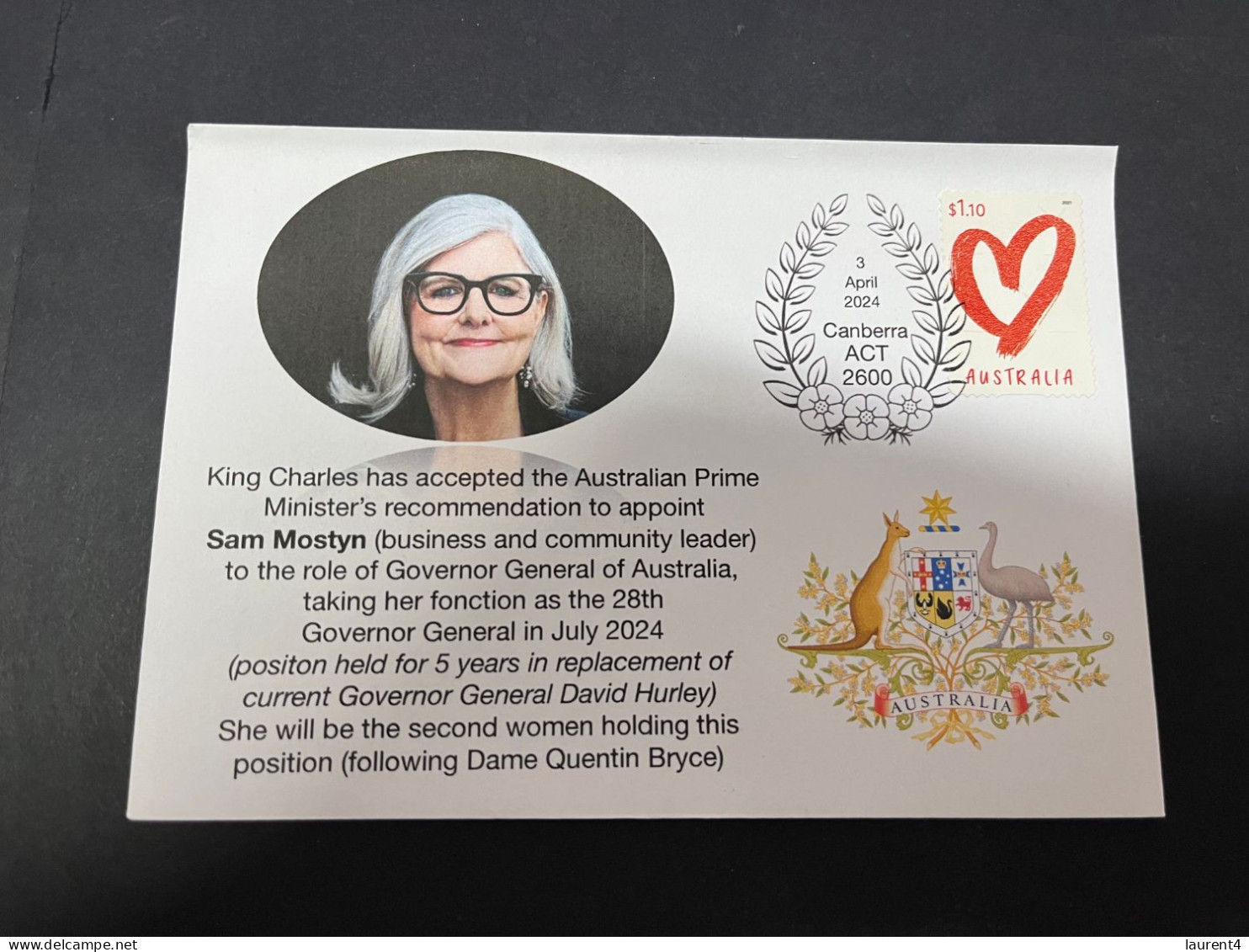 4-4-2024 (1 Z 3) Australia - Appointment Of Sam Mostyn As Governor General (second Woman To Be In This Position) - Berühmte Frauen