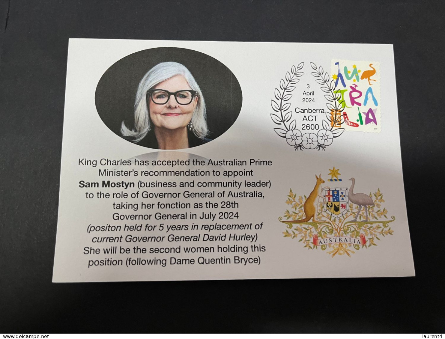 4-4-2024 (1 Z 3) Australia - Appointment Of Sam Mostyn As Governor General (second Woman To Be In This Position) - Berühmte Frauen