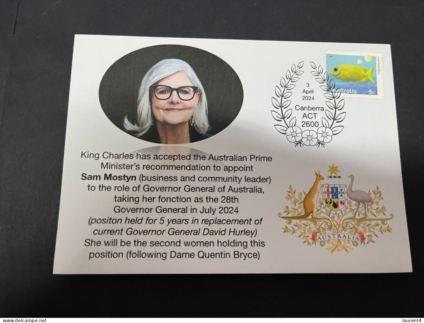 4-4-2024 (1 Z 3) Australia - Appointment Of Sam Mostyn As Governor General (second Woman To Be In This Position) - Berühmte Frauen