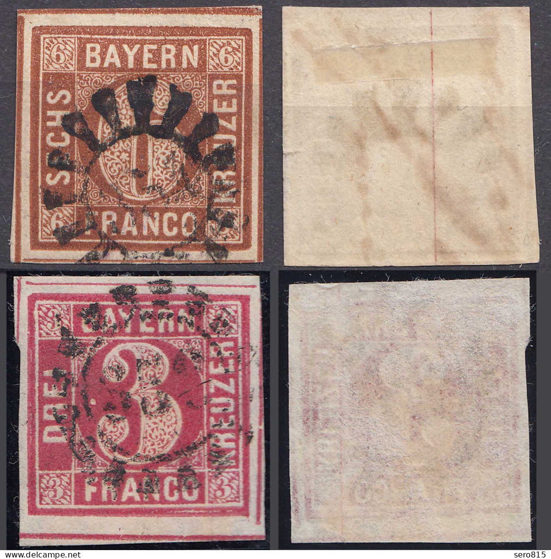 Bayern 6 Und 3 Kreuzer Quadrat Mi. Nr. 4 + 9 Gestempelt   (22256 - Autres & Non Classés
