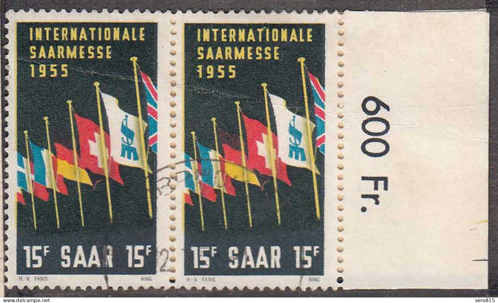 Saar Saarland - 1955 Mi. 359 + 359 II Paar Mit Ein Plattenfehler Gestempelt Used - Altri & Non Classificati