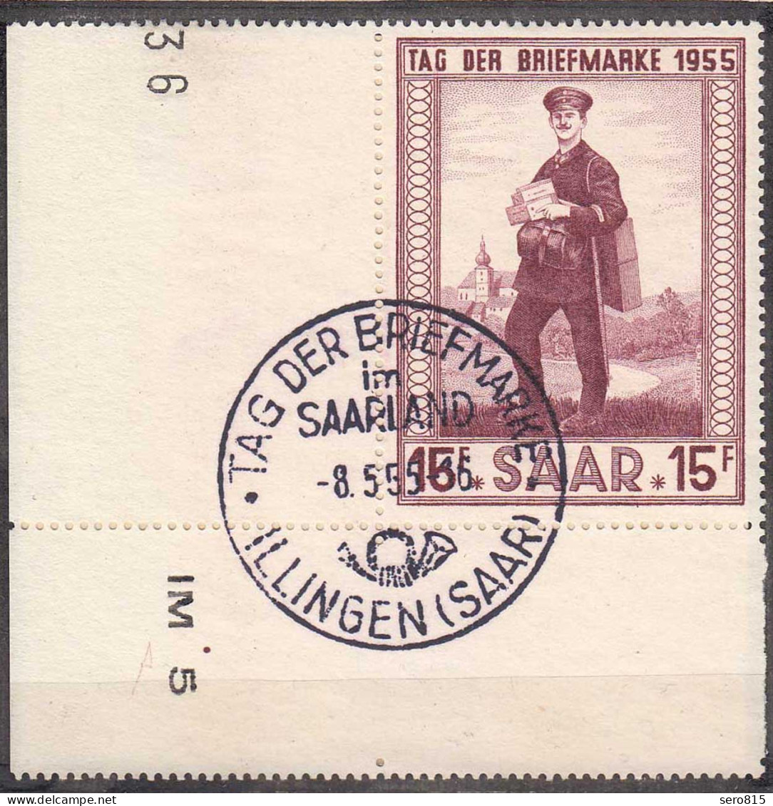 Saar Saarland - 1955 Mi. 361 Briefmarkentag Landbriefträger Ersttagsstempel Used - Andere & Zonder Classificatie