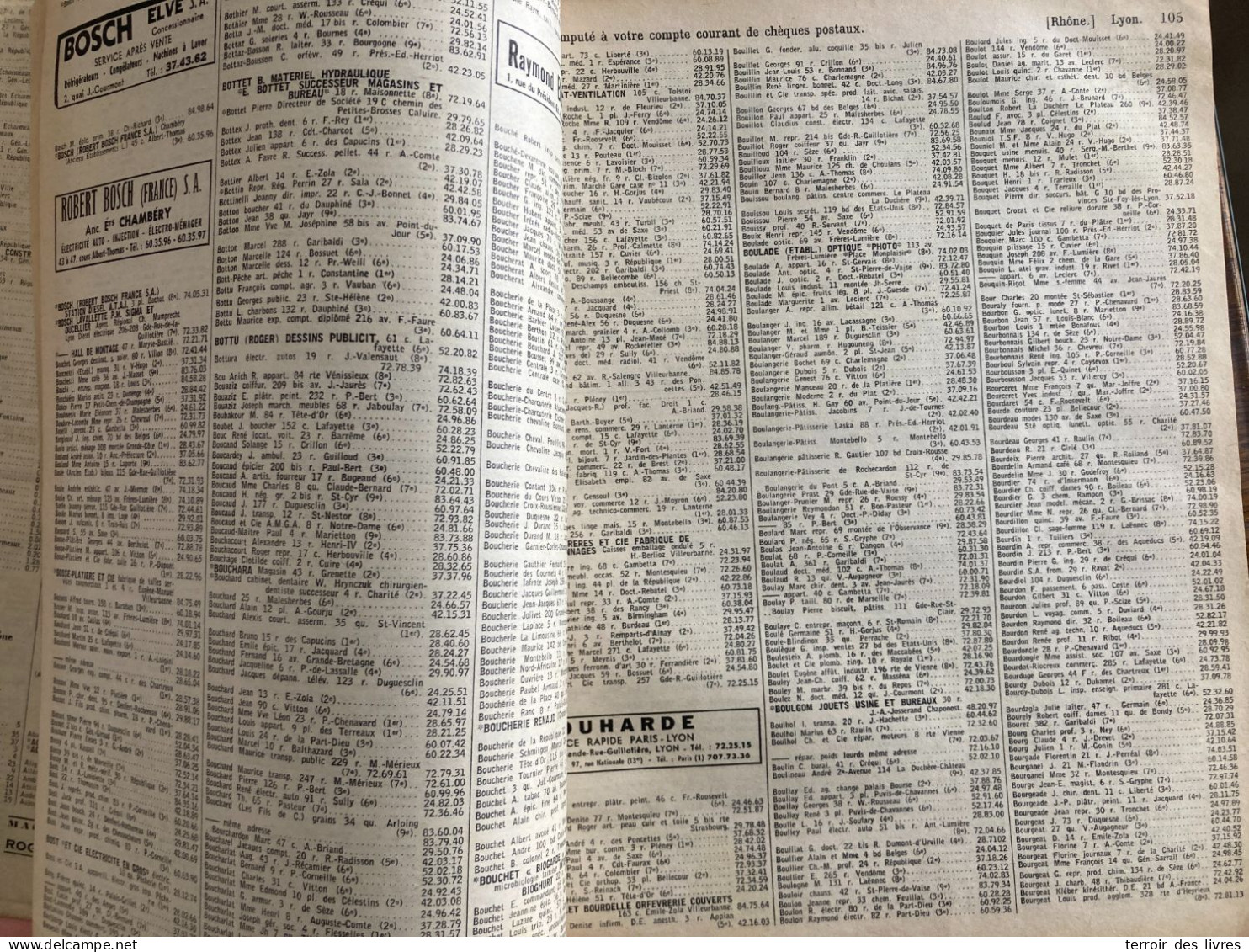 ANNUAIRE TELEPHONIQUE PTT RHONE 69 - 1965 liste particuliers et professionnels - très bon état d'usage