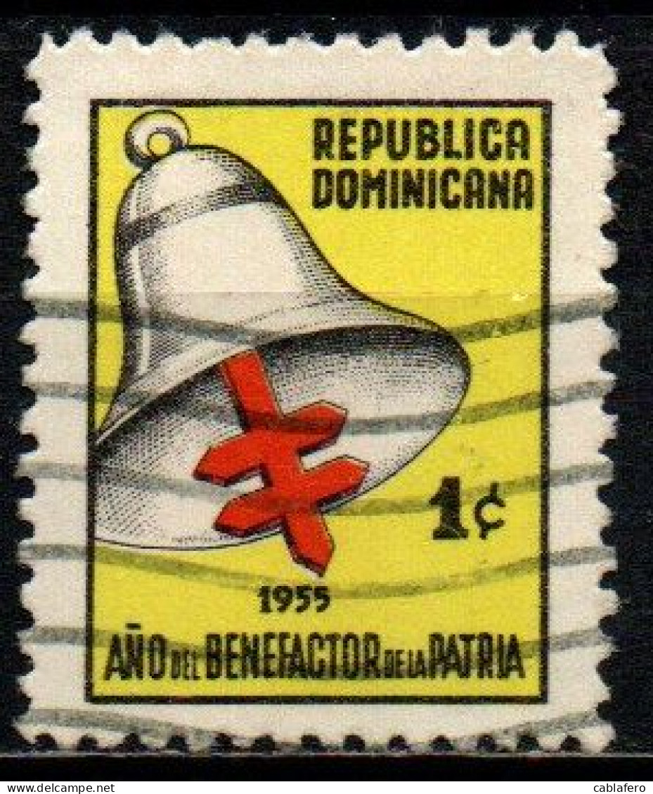 REPUBBLICA DOMENICANA - 1955 - CROCE DI LORENA E CAMPANA - USATO - Dominican Republic