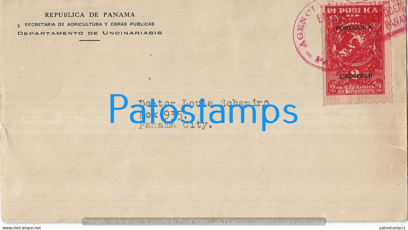 226321 PANAMA COVER CANCEL STAMPS HOMENAJE A LINBERGH NO POSTCARD - Panamá