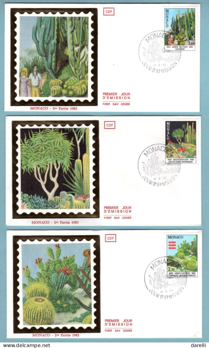 FDC Monaco 1983 - 50ème Anniversaire De L'inauguration Du Jardin Exotique - YT 1360 à 1362 - FDC