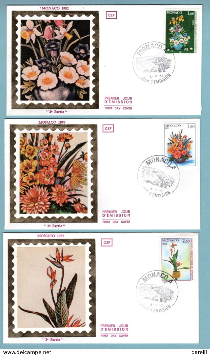 FDC Monaco 1982 - Concours International Des Bouquets 1982 -  YT  1349 à 1351 - FDC