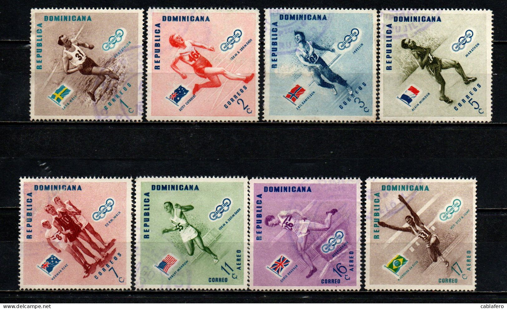 REPUBBLICA DOMENICANA - 1957 - VINCITORI DELLE MEDAGLIE OLIMPICHE DI MELBOURNE - USATI - Dominican Republic