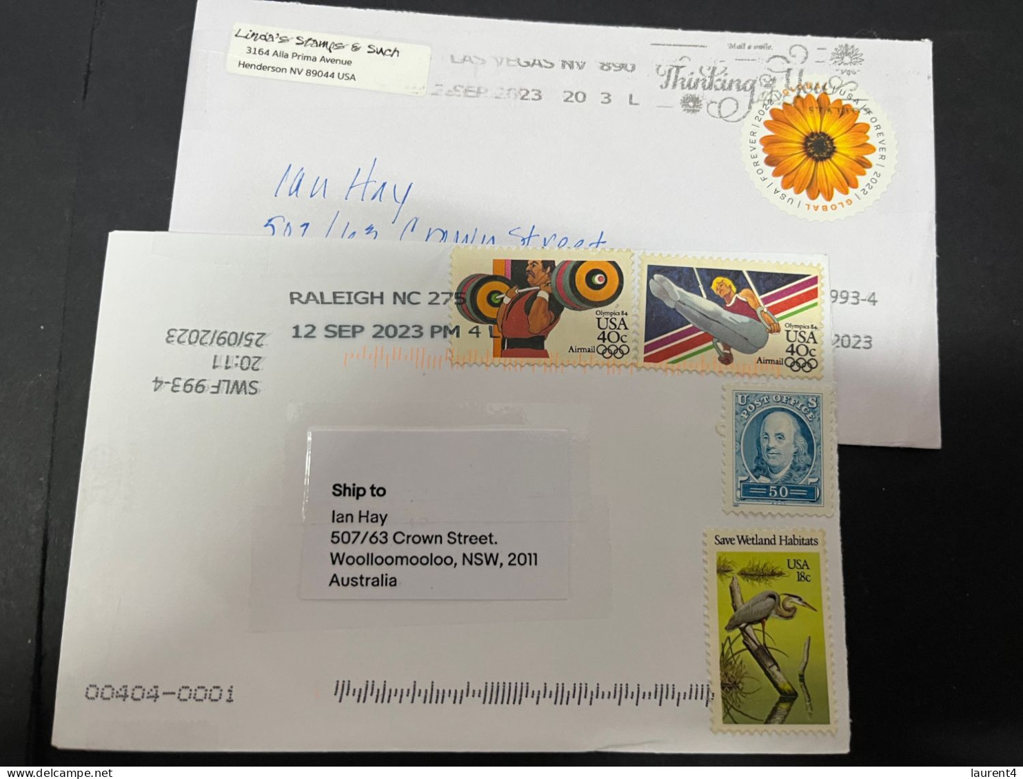4-4-2024 (1 Z 3 A) USA Letter Posted To Australia - 5 Covers - Brieven En Documenten
