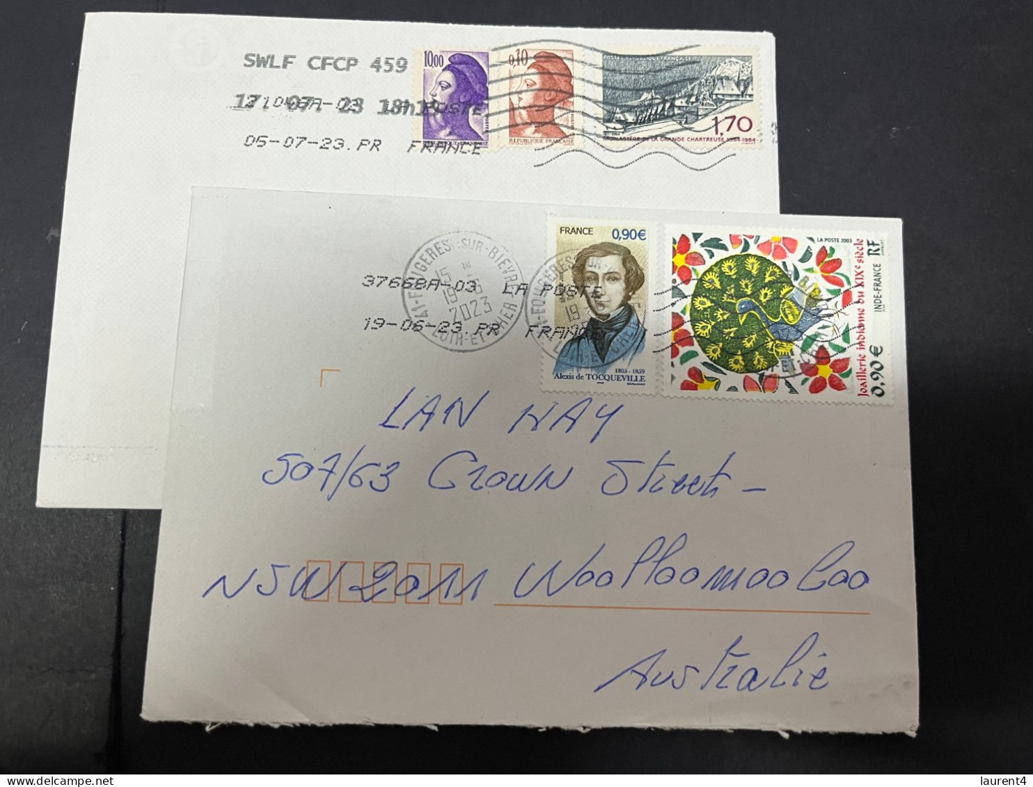 4-4-2024 (1 Z 3 A) France Letter Posted To Australia - 2 Covers - Storia Postale