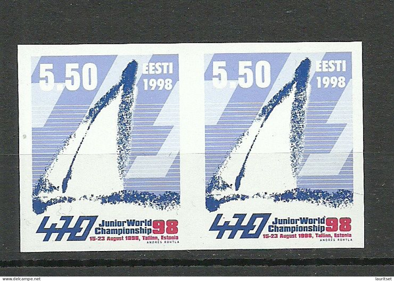 ESTLAND Estonia 1998 Michel 329 U As Pair MNH Segel-WM Segelboot - Estonia