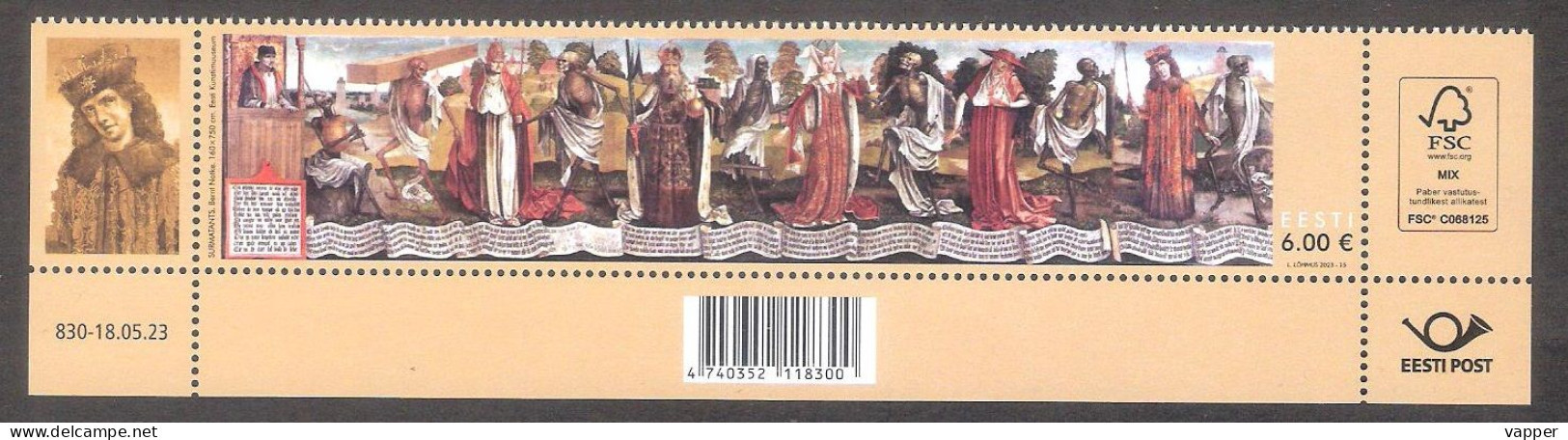 Danse Macabre By Bernt Notke Estonia 2023 MNH Corner Stamp With Issue Nr Mi 1074 - Estonia