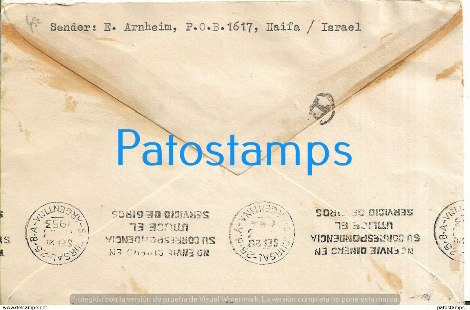 226345 ISRAEL HAIFA COVER CANCEL YEAR 1953 CIRCULATED TO ARGENTINA NO POSTCARD - Altri & Non Classificati