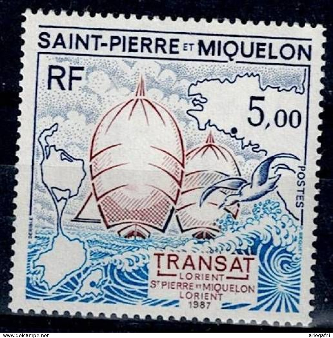 SAINT PIERRE AND MIQUELON1986 SAILING REGATTA LORIENT-ST. MI No 545 MNH VF!! - Unused Stamps