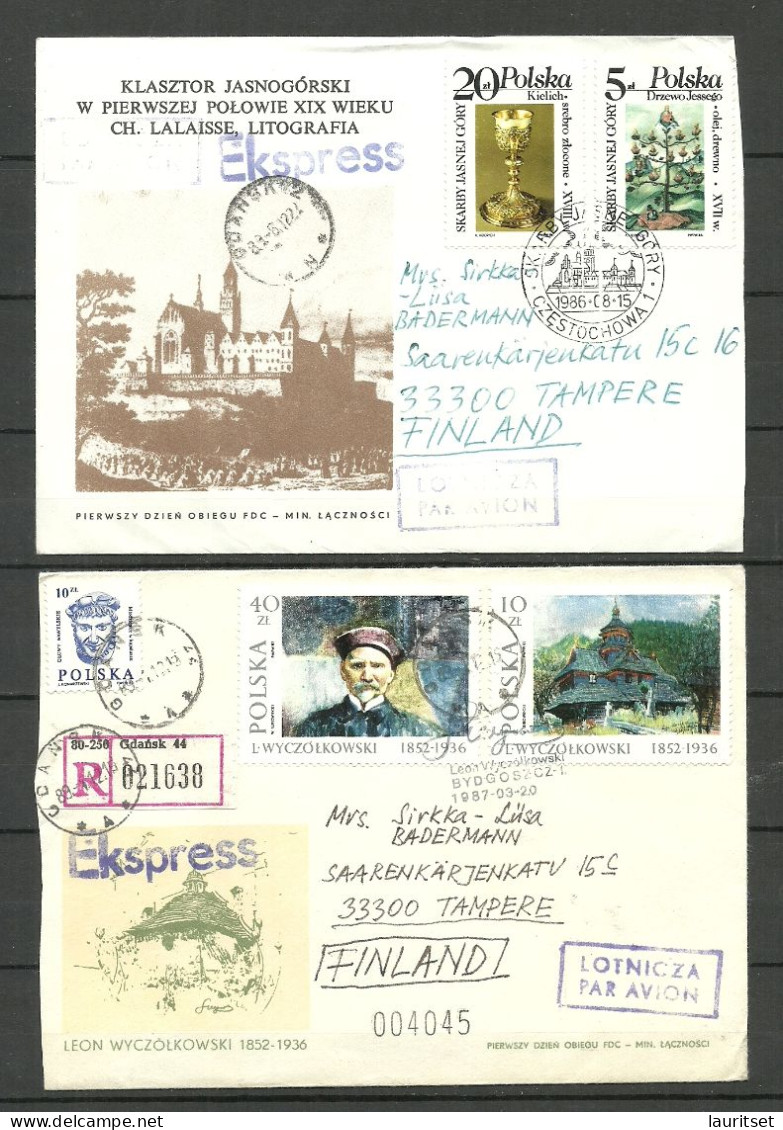 Poland Polska 1980ies - 2 Express Air Mail Covers To Finland - Lettres & Documents