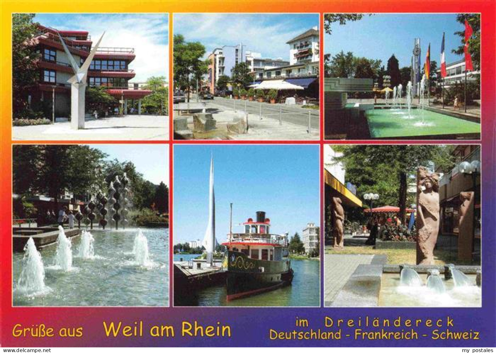 73969225 Weil_am_Rhein Ortspartien Park Fontaenen Dreilaenderecke Skulptur - Weil Am Rhein