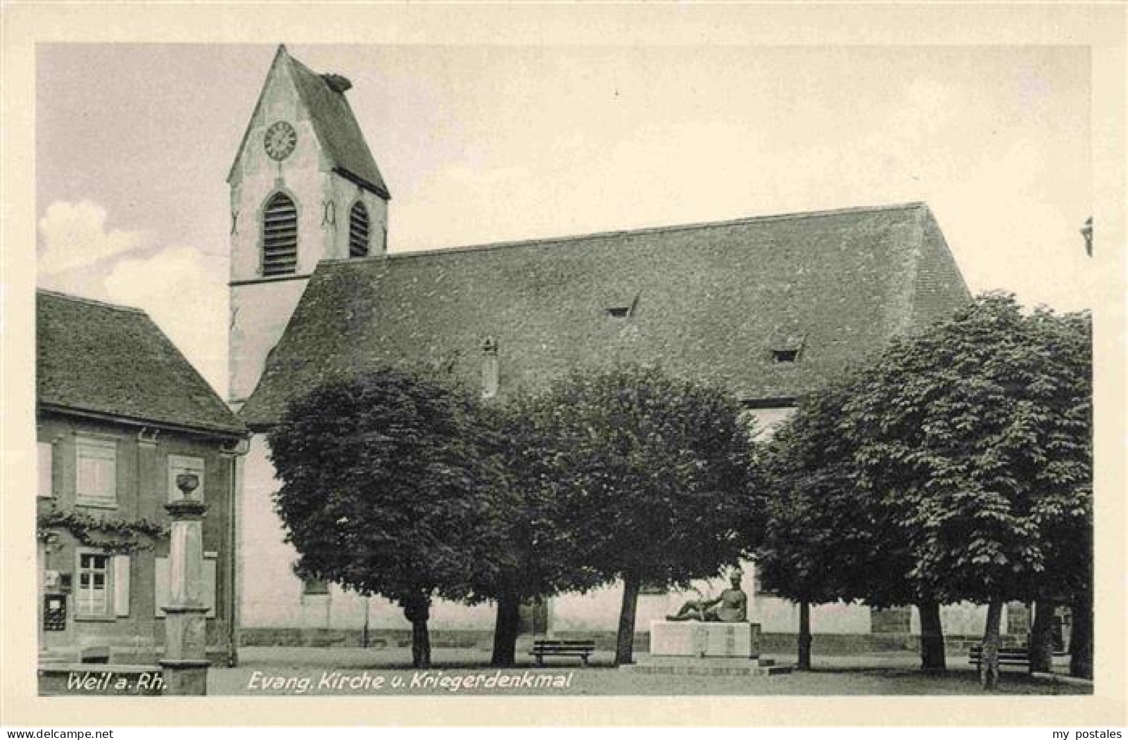 73969175 Weil_am_Rhein Ev Kirche Und Kriegerdenkmal - Weil Am Rhein