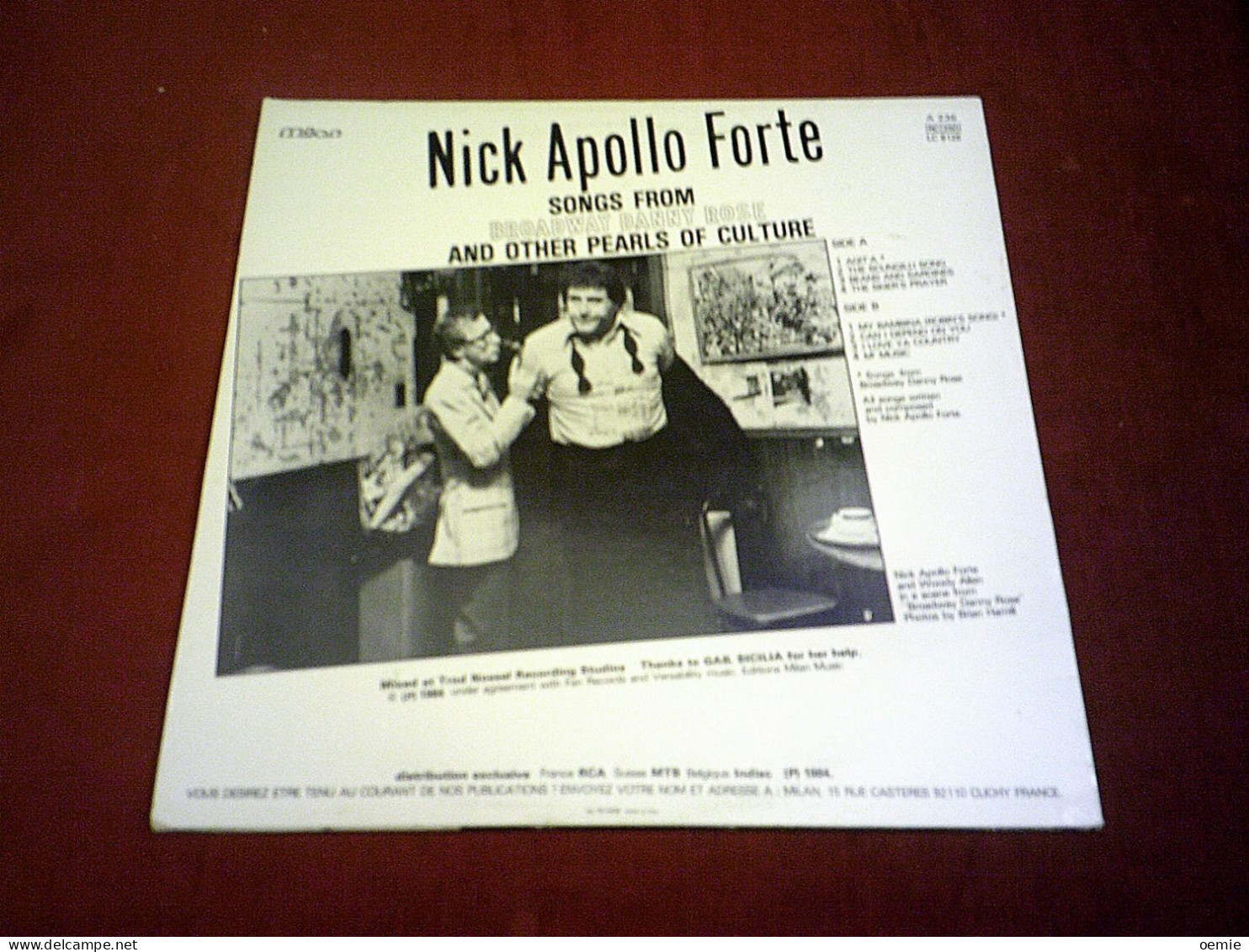 BANDE ORIGINALE  DU FILM  NICK APOLLO FORTE  BROADWAY ROSE - Musica Di Film