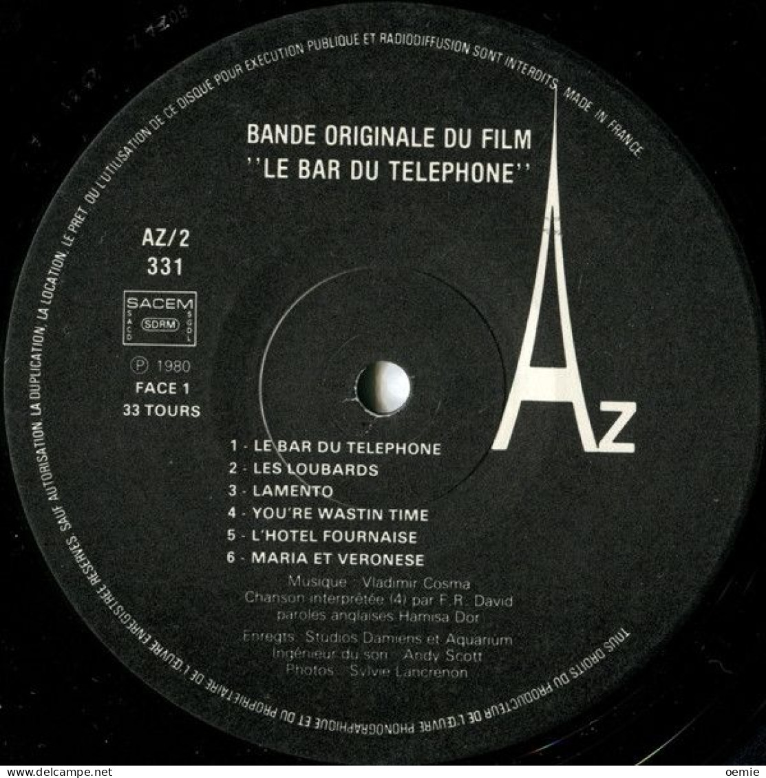 BANDE ORIGINALE  DU FILM  LE  BAR DU TELEPHONE  MUSIQUE VLADIMIR COSMA - Musique De Films