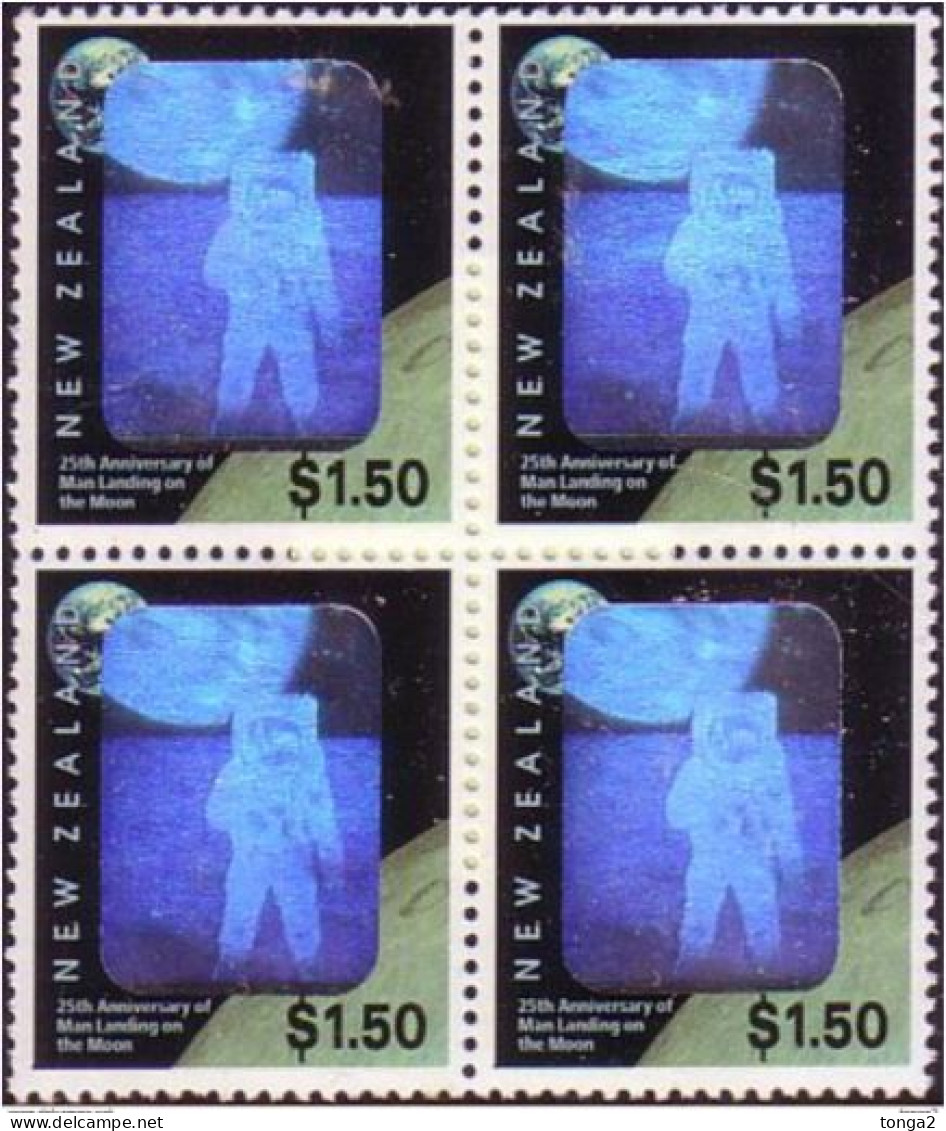 New Zealand Hologram Space Rocket Apollo Block Of 4 MNH - Unusual - Hologrammen