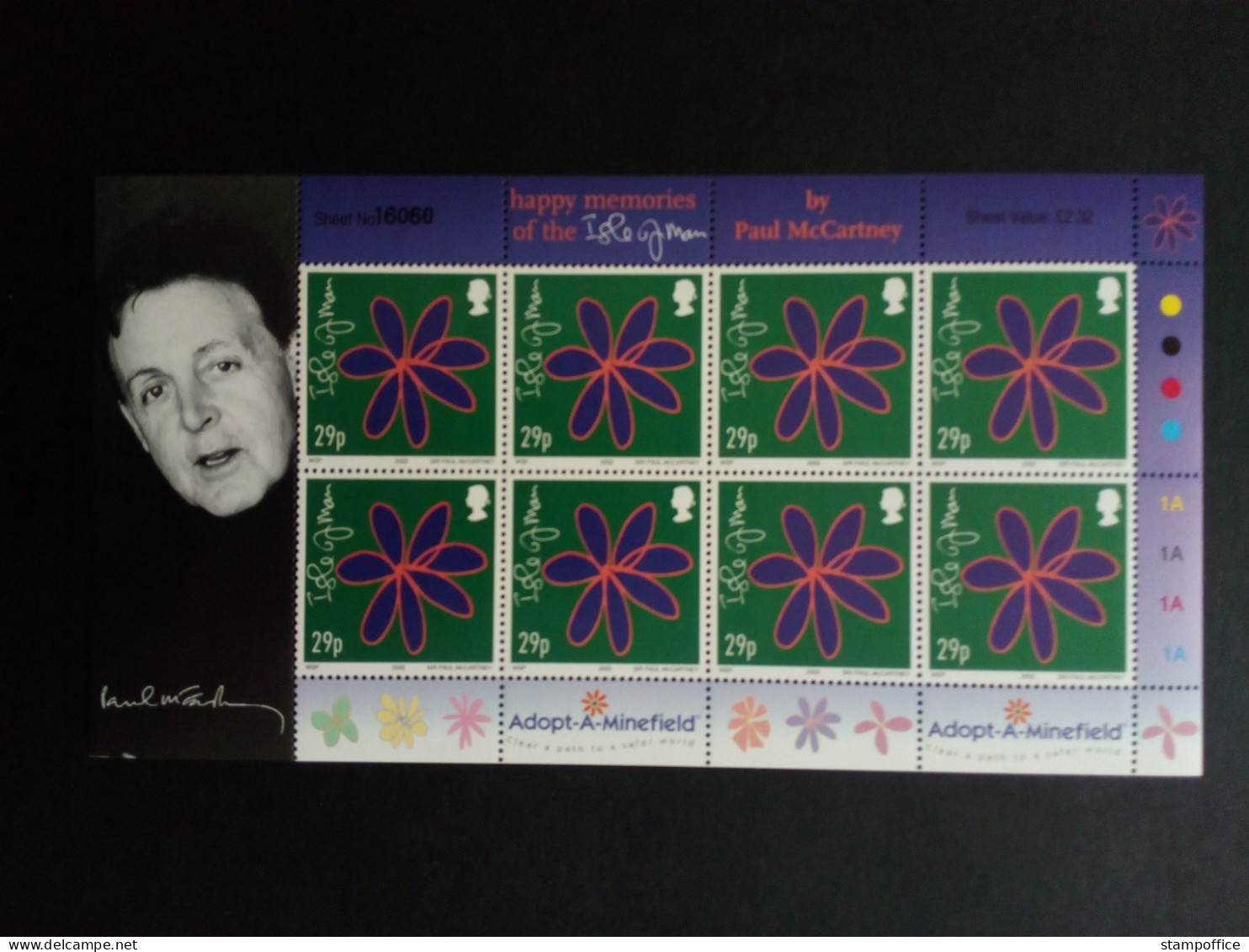 INSEL MAN MI-NR. 978-983 POSTFRISCH(MINT) KLEINBOGENSATZ 60. GEBURTSTAG VON SIR PAUL MCCARTNEY 2002 BLUMENMOTIVE - Isla De Man