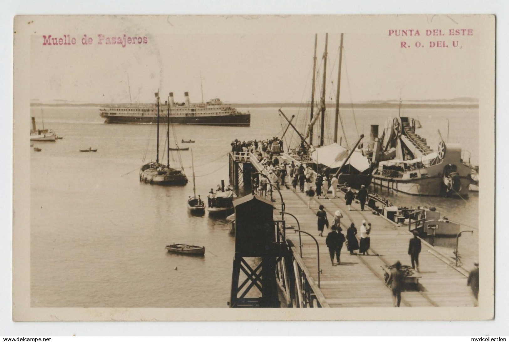 URUGUAY PUNTA DEL ESTE Muelle De Pasajeros VAPOR STEAMER REAL PHOTO 1927 VF - Uruguay