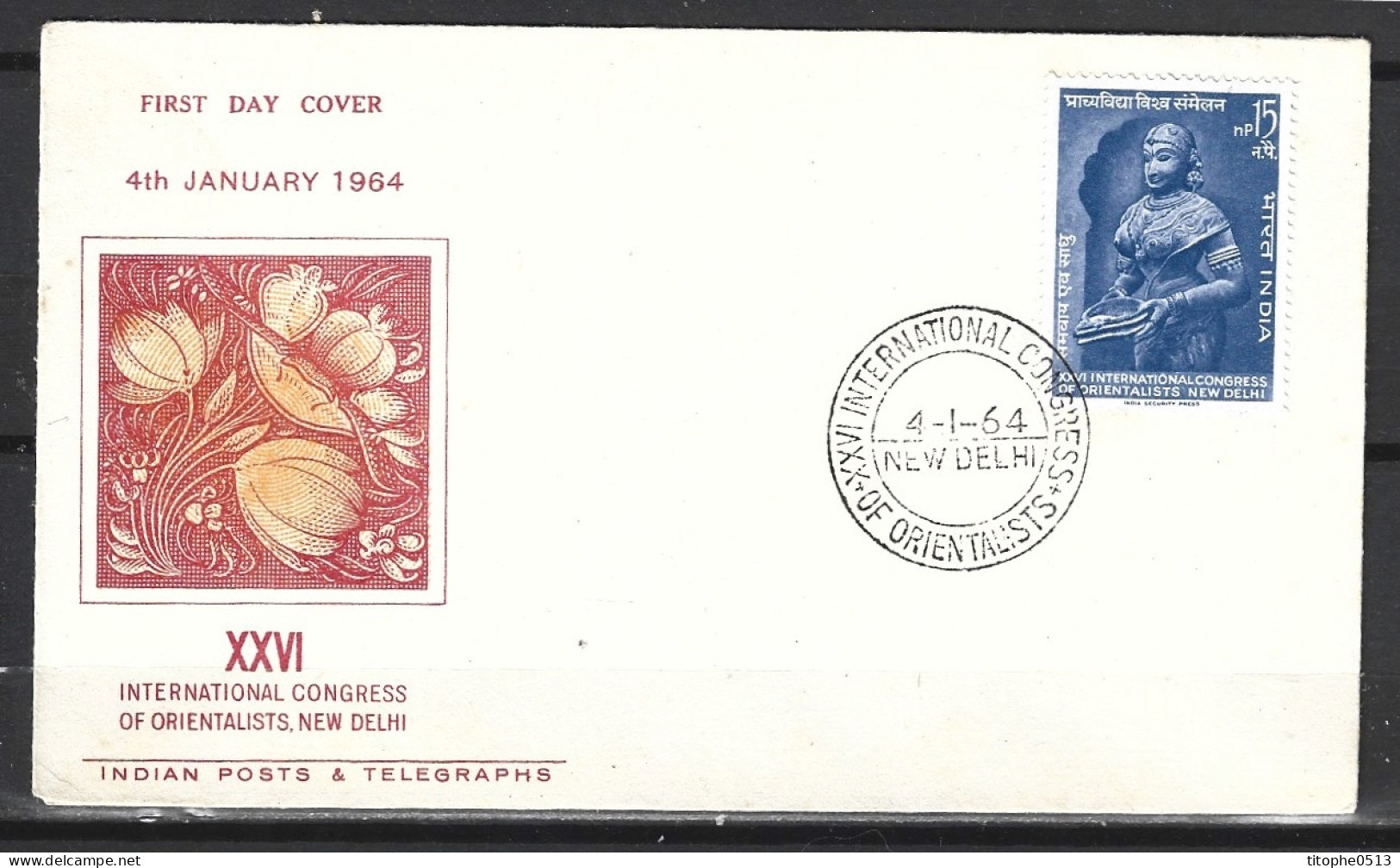 INDE. N°166 Sur Enveloppe 1er Jour (FDC) De 1964. Bronze De Dipalakshmi. - FDC